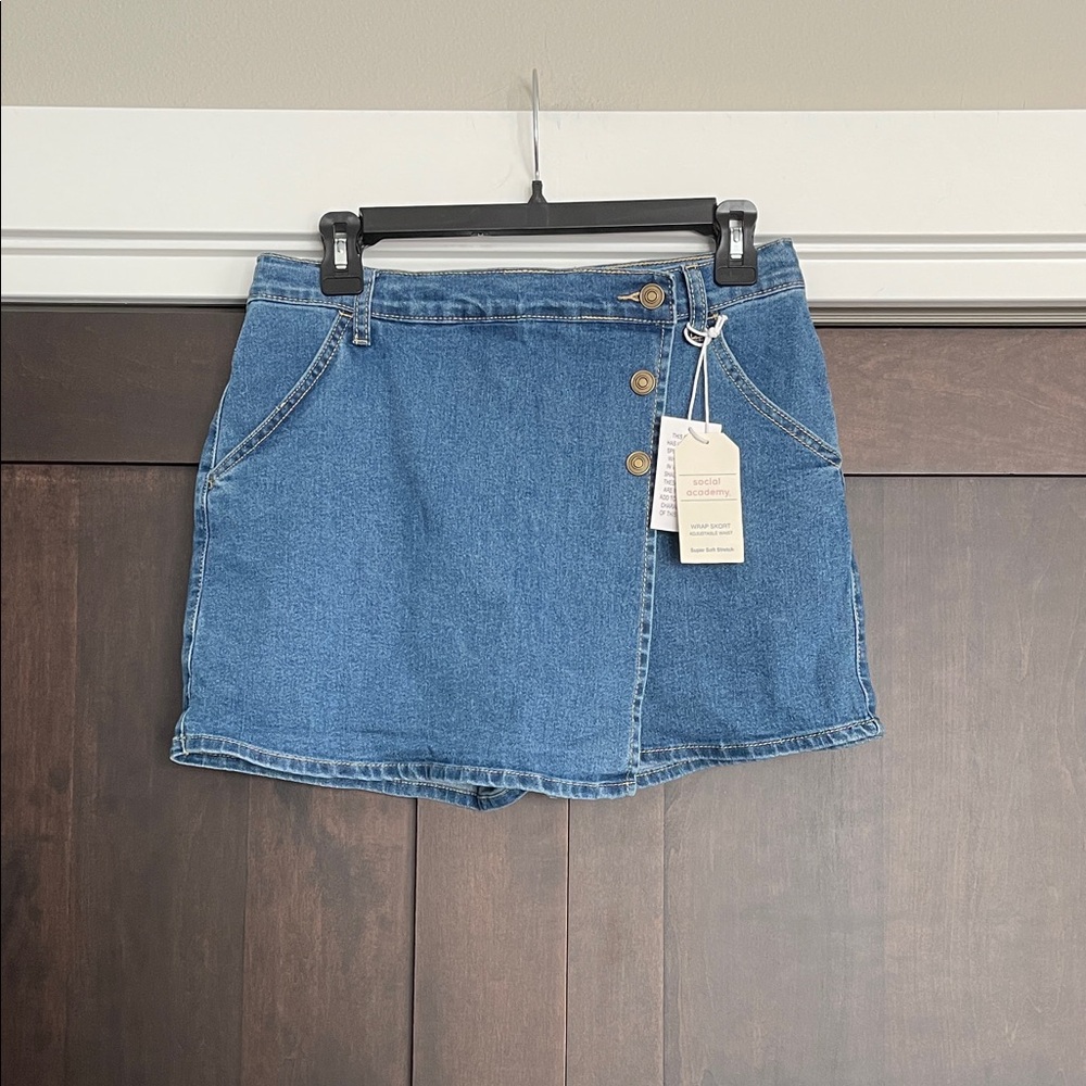 Social Academy Stitchfix Girls Denim Wrap Skort Size 12